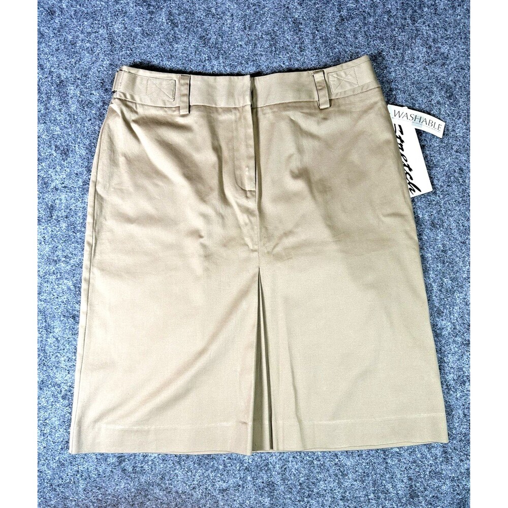 NWT Nine & Co Khaki Mini Skirt Womens 6P Stretch Cotton Petite Classic Staple